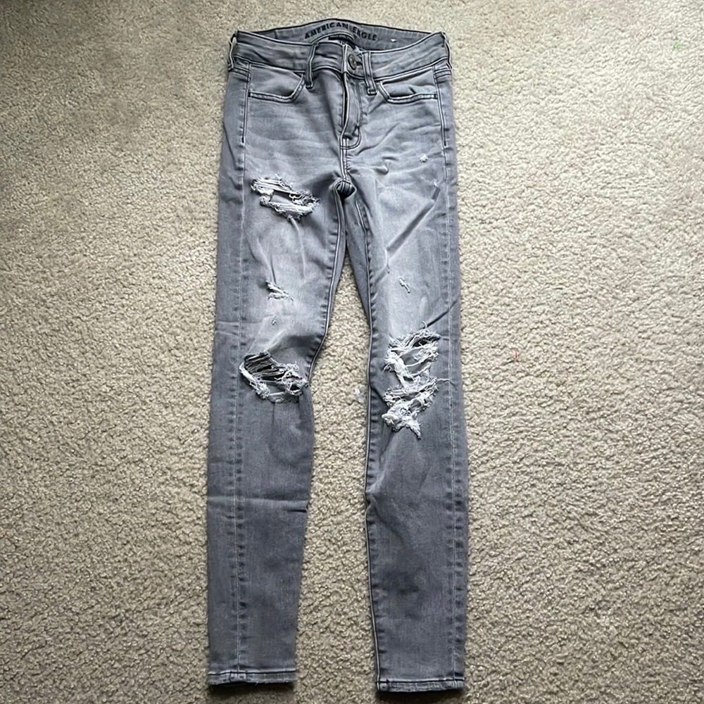 Gray American Eagle Ripped Jeans